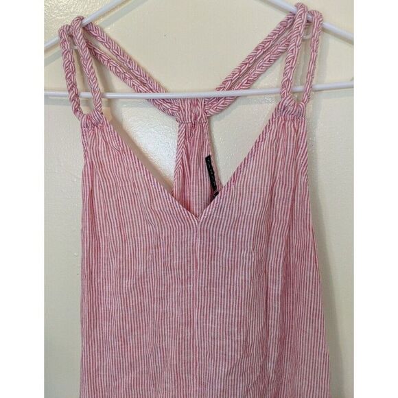 Tahari Midi Dress Cover Up Braided Straps Linen Blend Slits Resortwear Medium - Picture 5 of 11